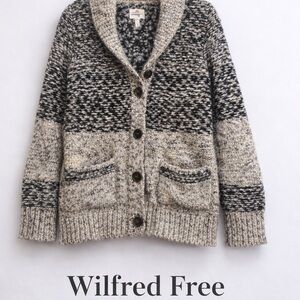 Wilfred Free Aritzia Nordic Fair Isle Chunky Knit Cardigan Small Gray Cottagecor